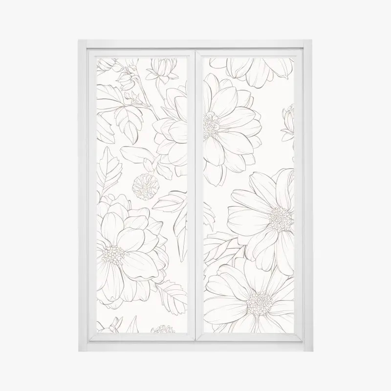 Fensteraufkleber zartes botanisches blumenmuster