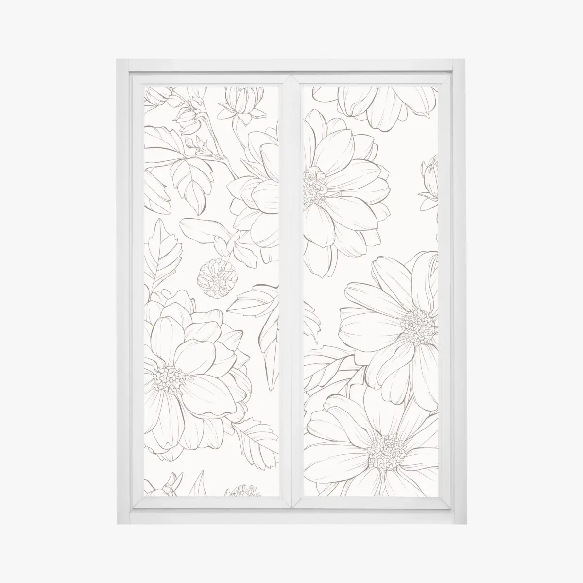 Fensteraufkleber zartes botanisches blumenmuster – Pixers®