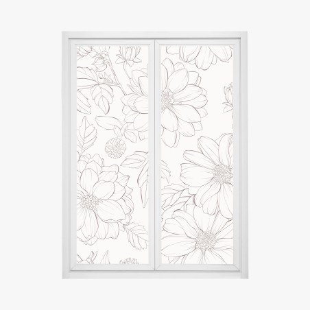 Fensteraufkleber zartes botanisches blumenmuster – Pixers®