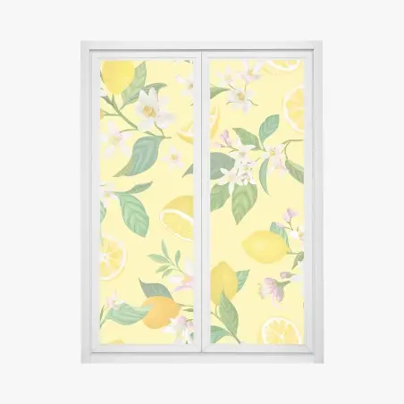 Fensteraufkleber zitronenblüten botanisches muster – Pixers®