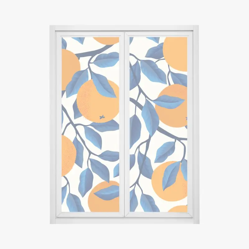 Fensteraufkleber kräftiges zitrusmuster in orange und blau