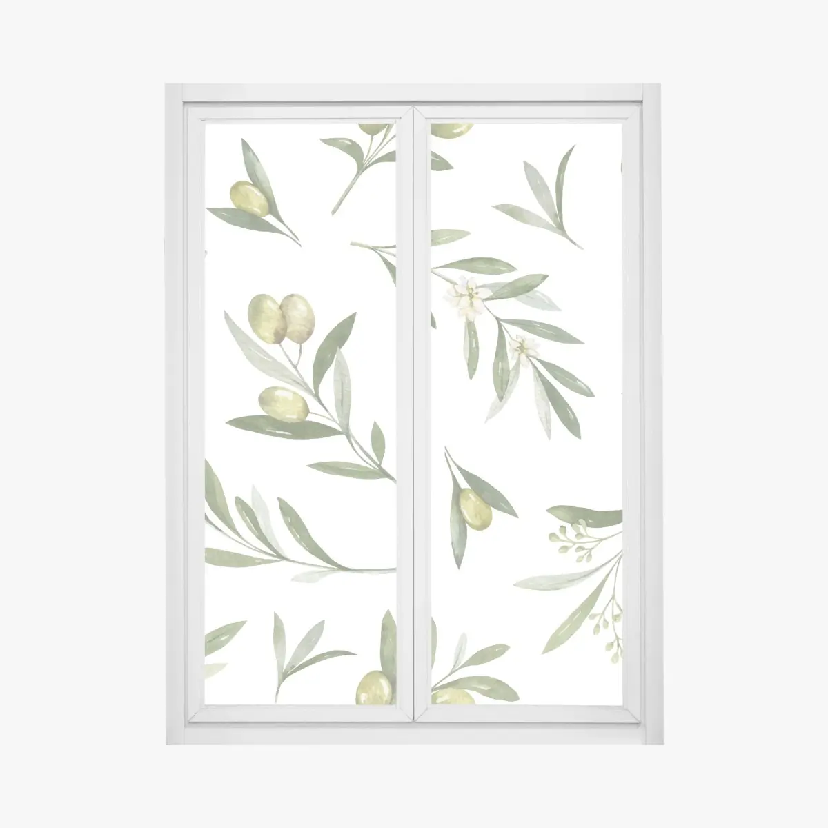 Fensteraufkleber aquarell olivenzweige muster – Pixers®