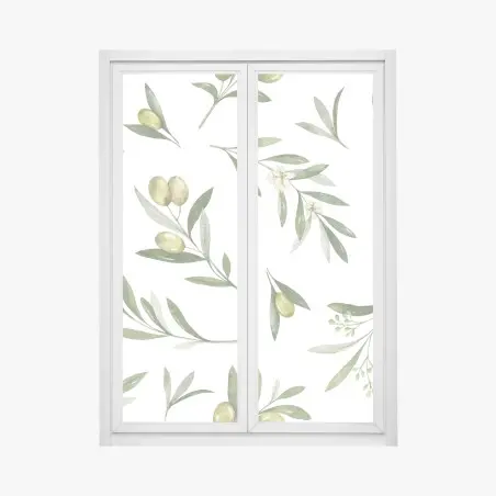 Fensteraufkleber aquarell olivenzweige muster – Pixers®
