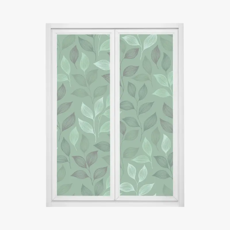 Fensteraufkleber grünes botanisches blättermuster