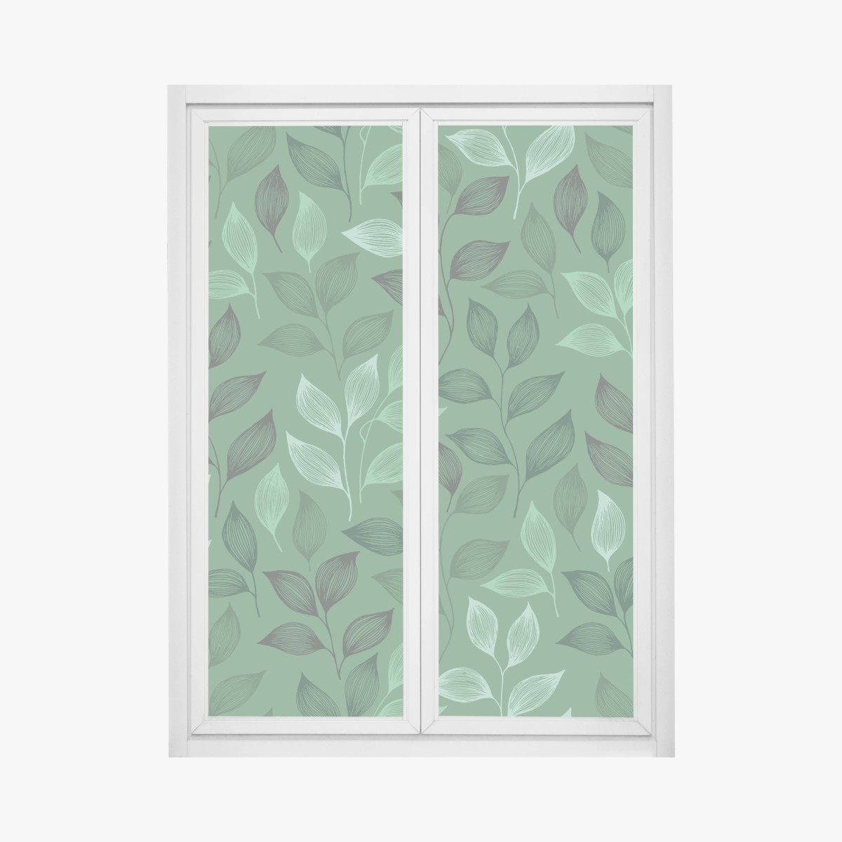 Fensteraufkleber grünes botanisches blättermuster – Pixers®