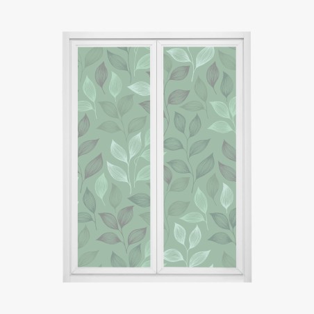 Fensteraufkleber grünes botanisches blättermuster – Pixers®