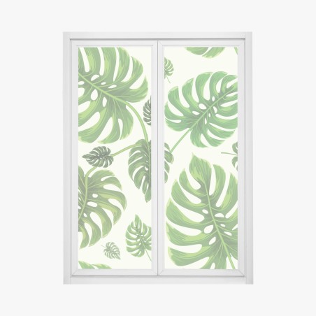 Fensteraufkleber tropisches monstera-blattmuster – Pixers®