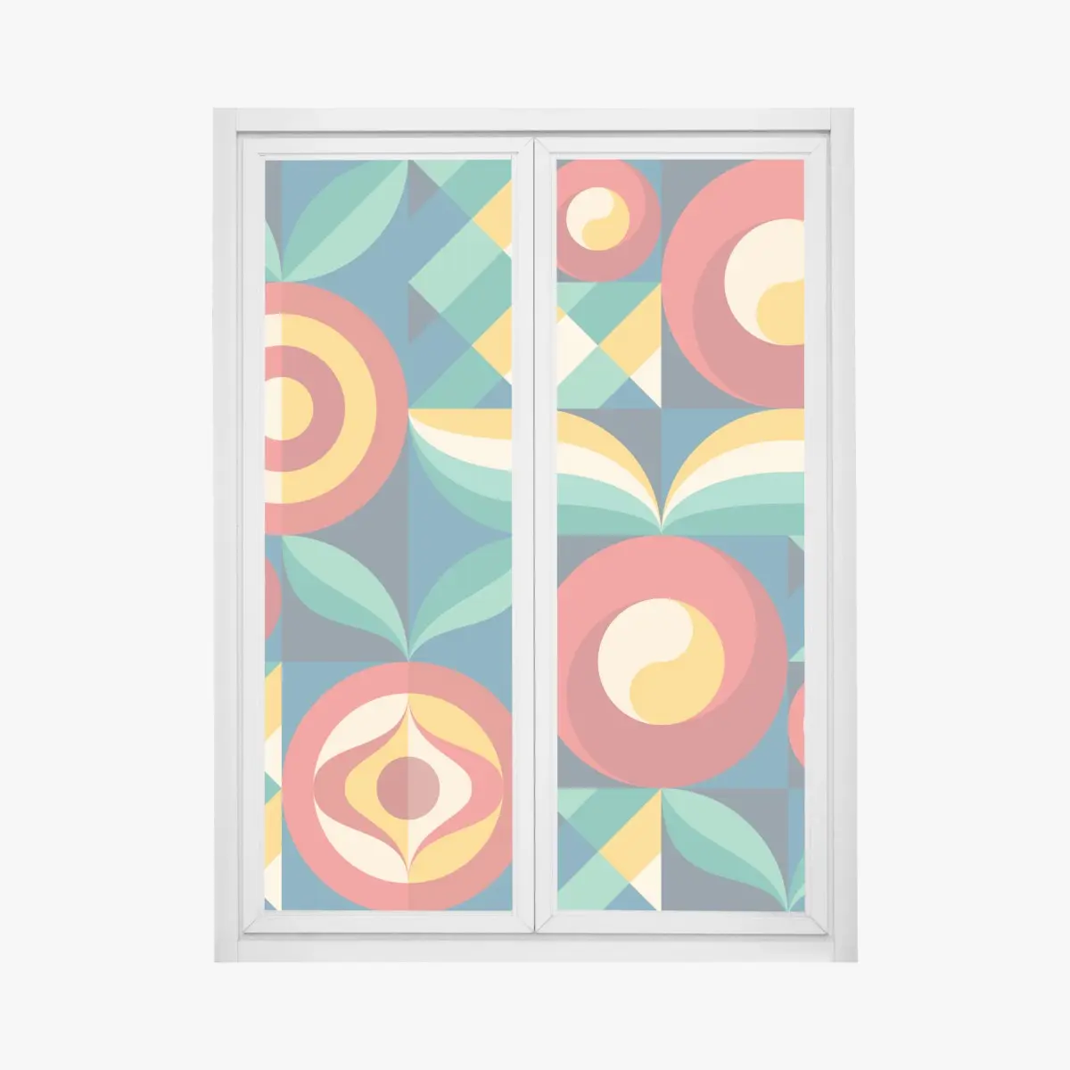 Fensteraufkleber lebhaftes geometrisches blumenmuster – Pixers®
