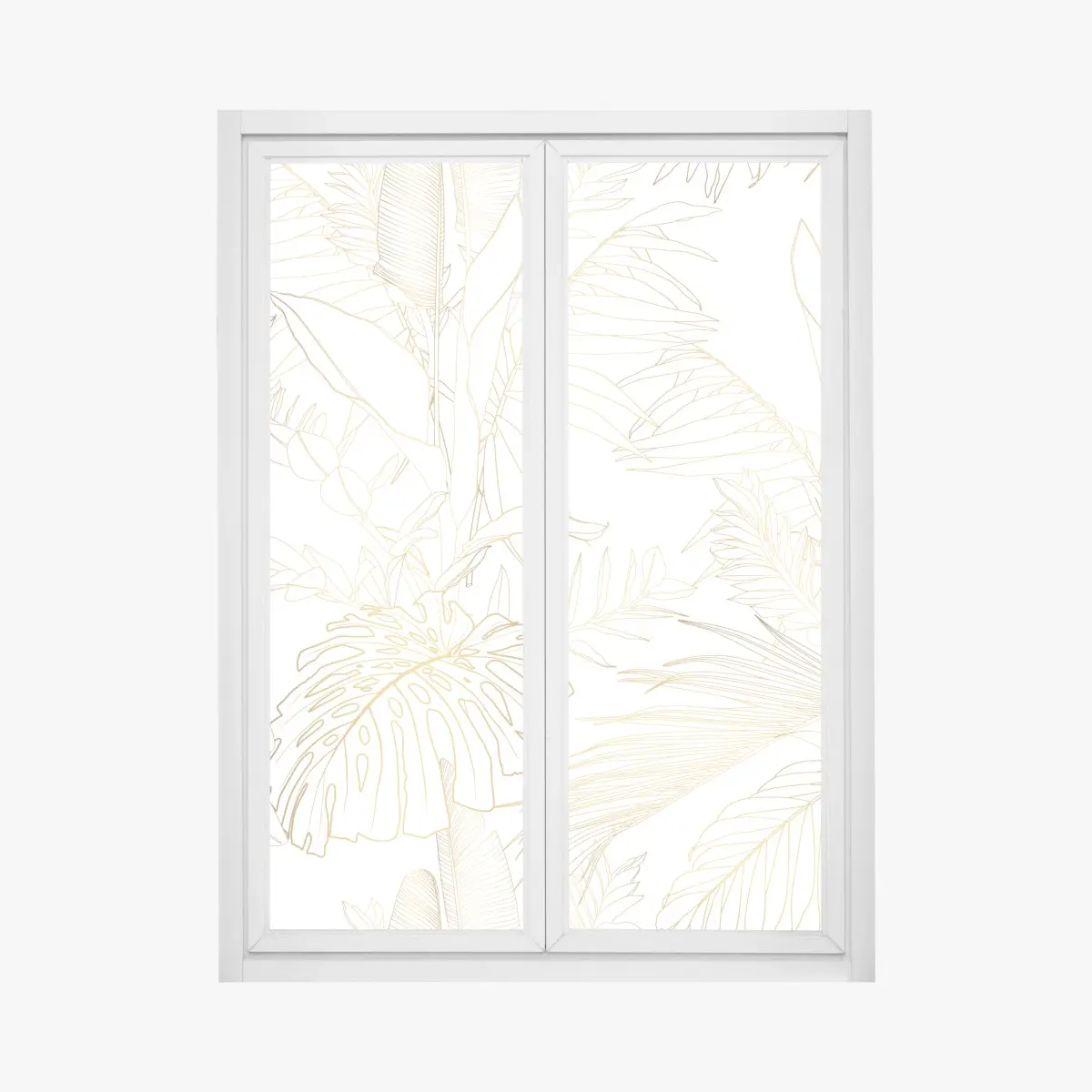 Fensteraufkleber goldene tropische blätter line art – Pixers®