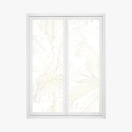 Fensteraufkleber goldene tropische blätter line art – Pixers®