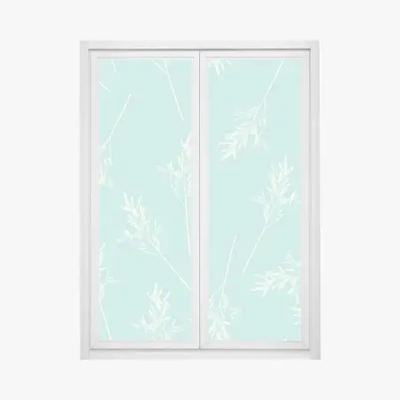 Fensteraufkleber zartes türkisfarbenes botanisches muster – Pixers®