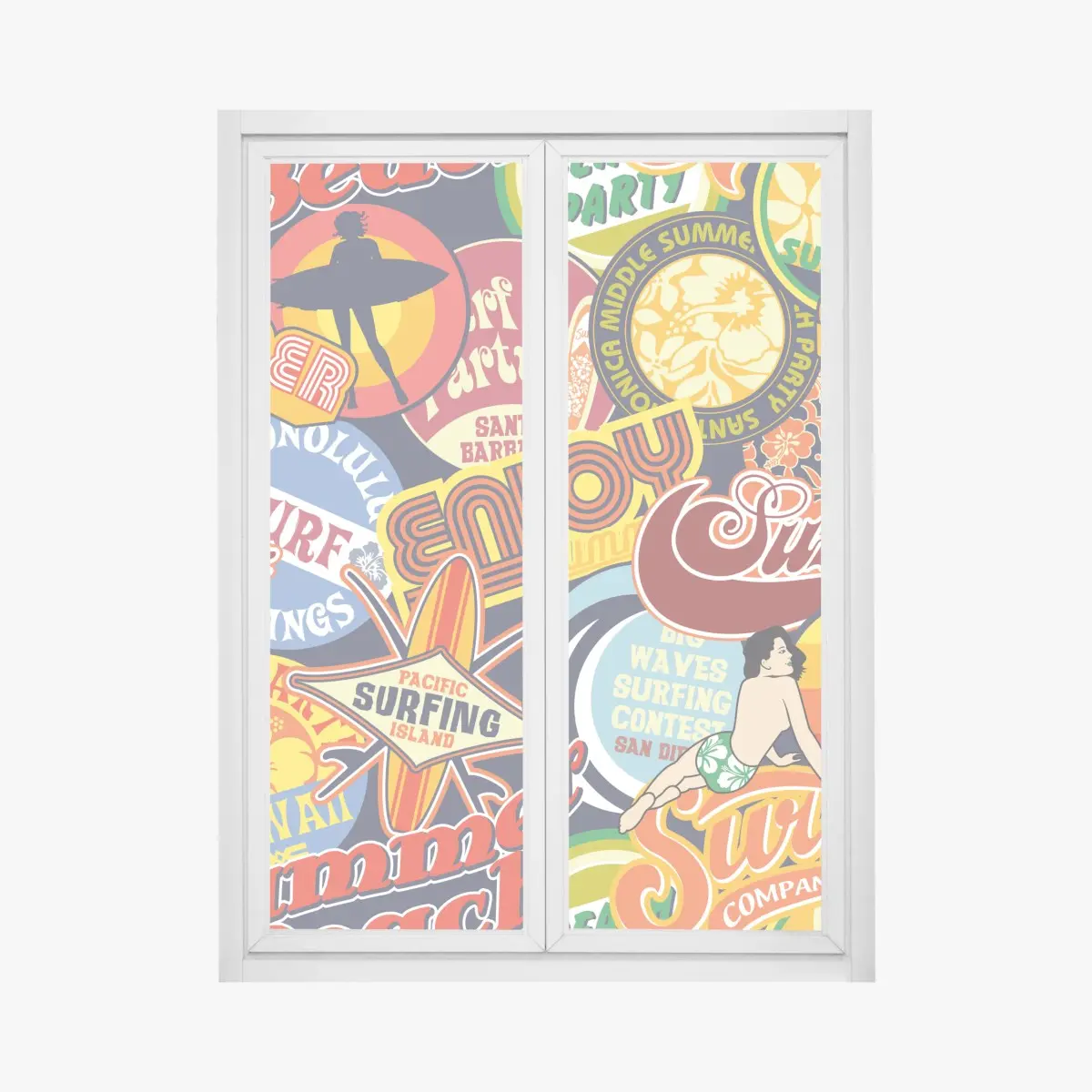 Fensteraufkleber retro surf aufkleber-collage – Pixers®