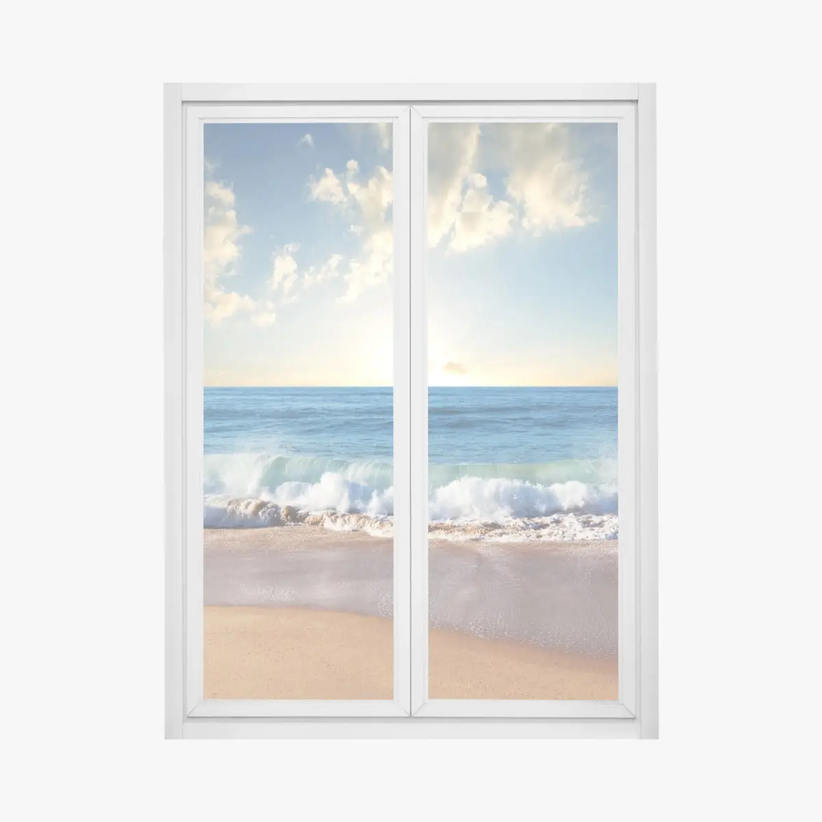 Fensteraufkleber ruhiger sonnenuntergang am strand – Pixers®