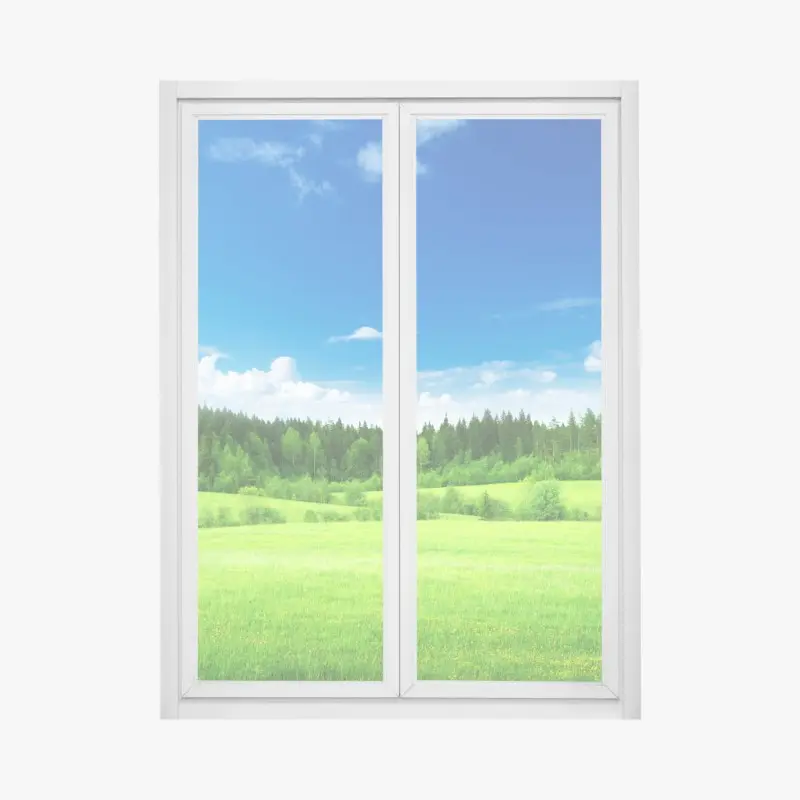 Fensteraufkleber frühlingswiese unter blauem himmel