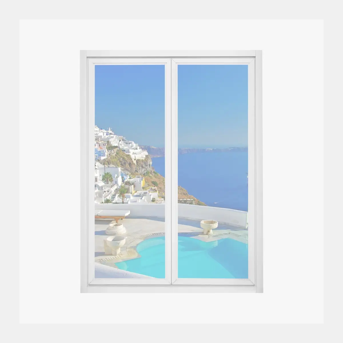 Fensteraufkleber Santorini meerblick mit pool – Pixers®