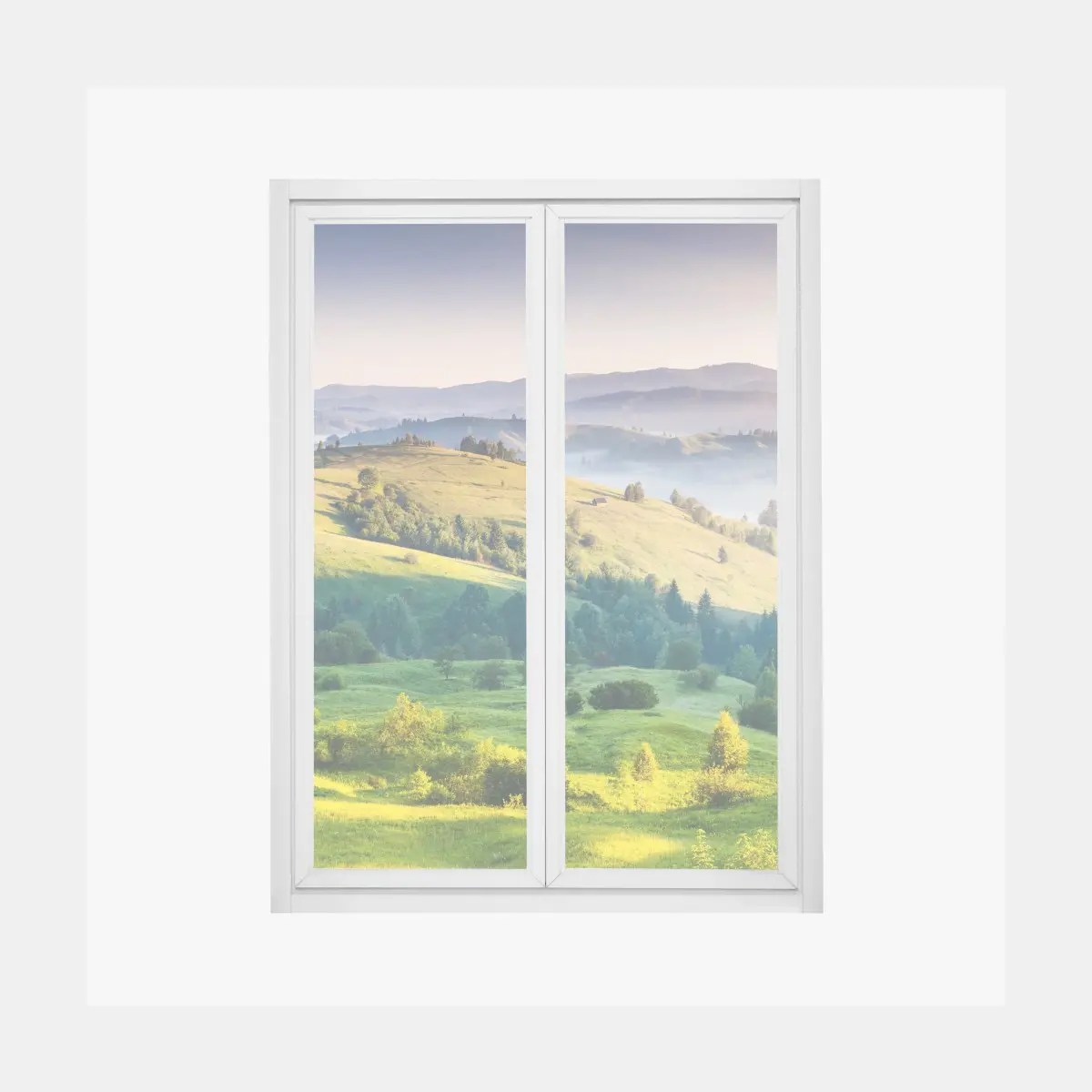 Fensteraufkleber Sonnenuntergang in den Karpaten über sanften grünen Hügeln – Pixers®