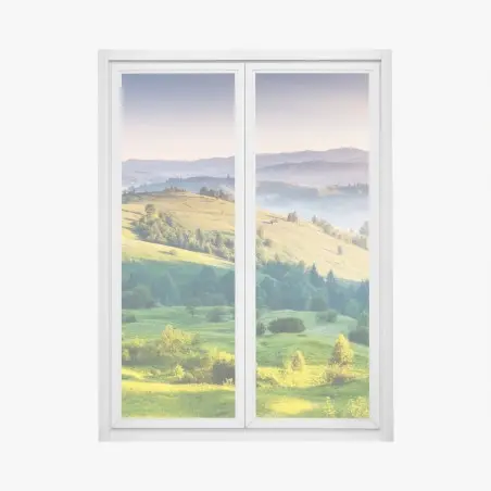 Fensteraufkleber Sonnenuntergang in den Karpaten über sanften grünen Hügeln – Pixers®