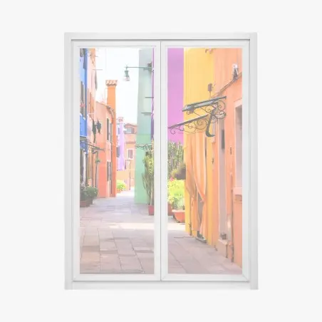 Fensteraufkleber bunte mediterrane gasse – Pixers®
