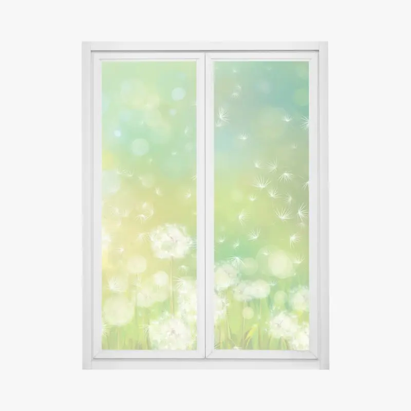 Fensteraufkleber frühlingswiese mit löwenzahn