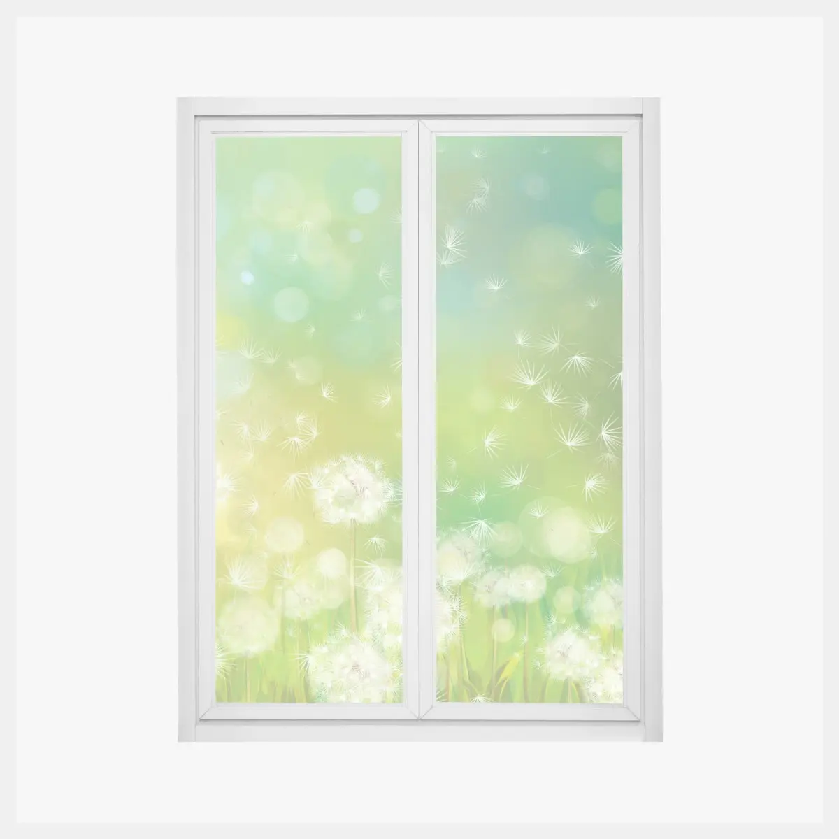 Fensteraufkleber frühlingswiese mit löwenzahn – Pixers®