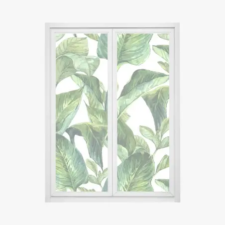 Fensteraufkleber üppiges aquarellmuster tropischer blätter – Pixers®