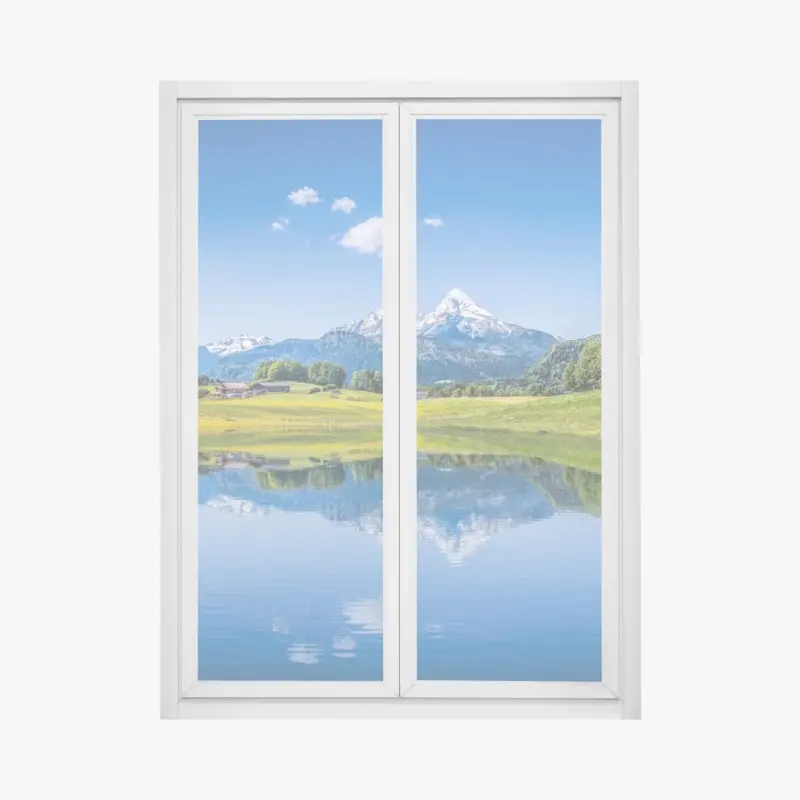 Fensteraufkleber alpine spiegelung: ruhige berglandschaft