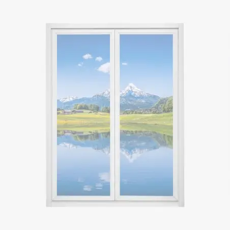 Fensteraufkleber alpine spiegelung: ruhige berglandschaft – Pixers®