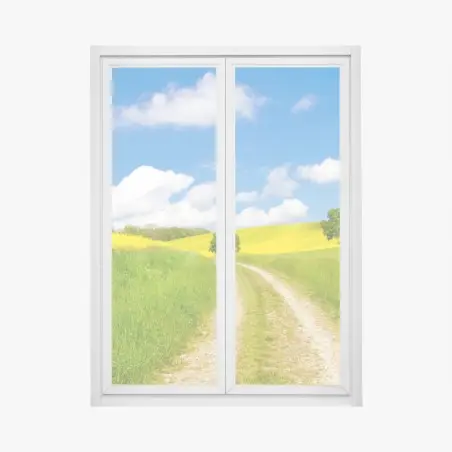 Fensteraufkleber sonniger landeweg durch gelbe felder – Pixers®
