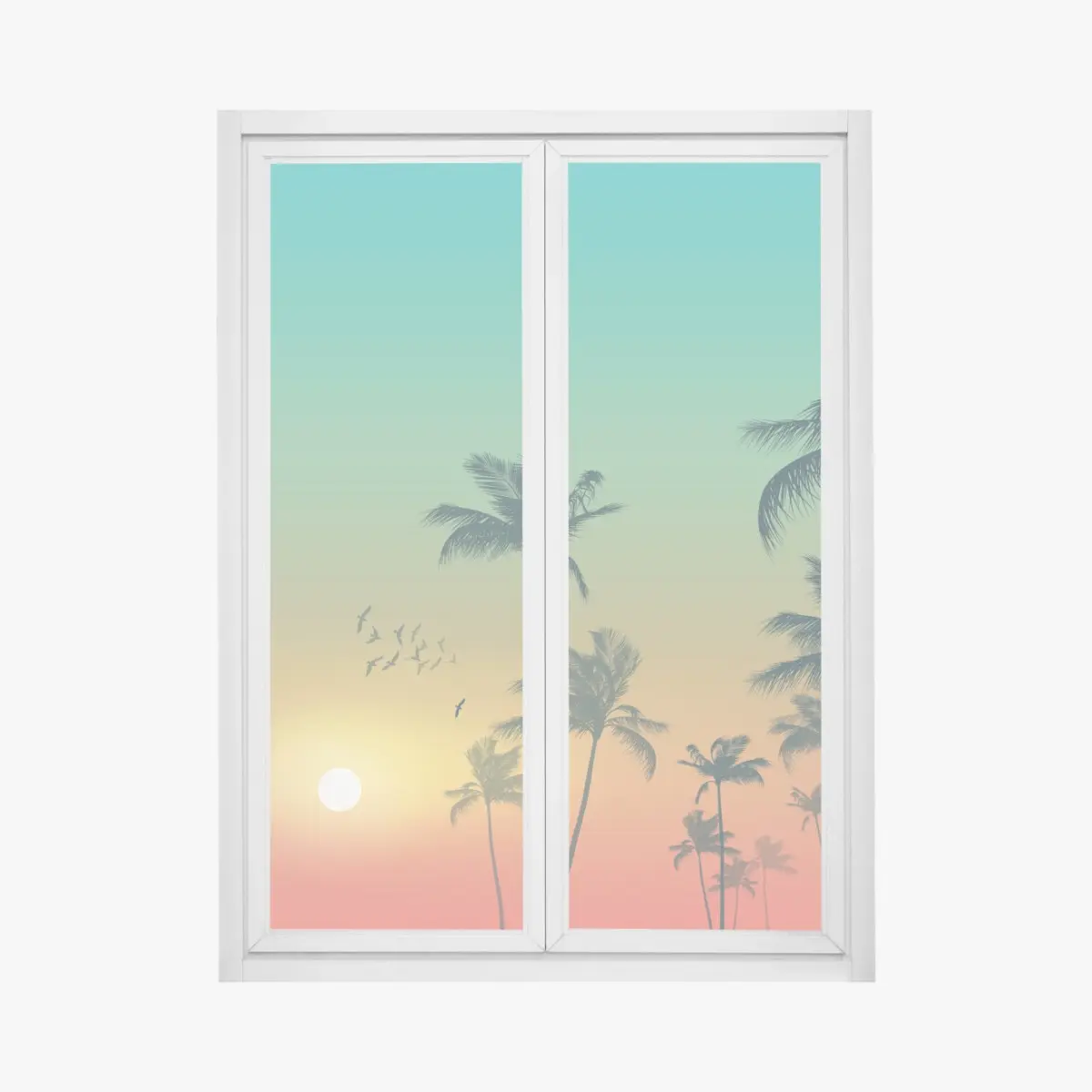 Fensteraufkleber tropischer sonnenuntergang mit palmensilhouetten – Pixers®