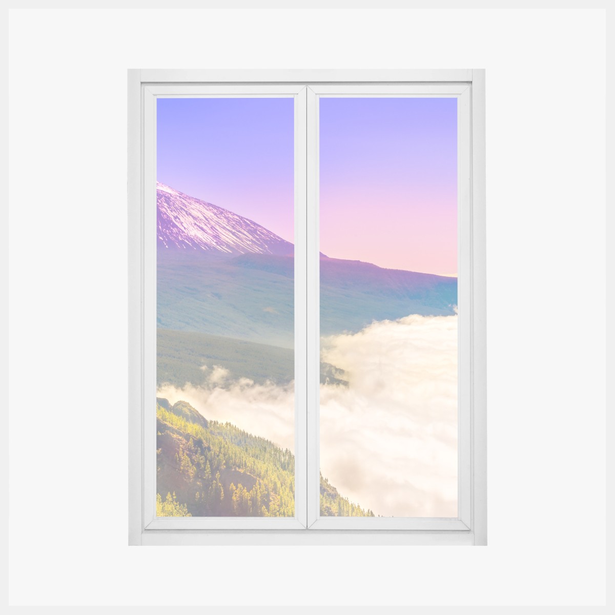 Fensteraufkleber vulkanischer gipfel Teide über einem meer aus wolken – Pixers®