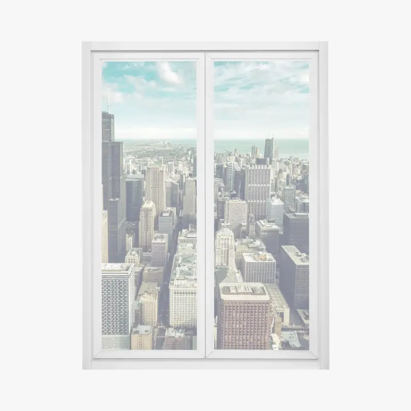 Fensteraufkleber Chicago luftaufnahme skyline in türkis vintage-tönen