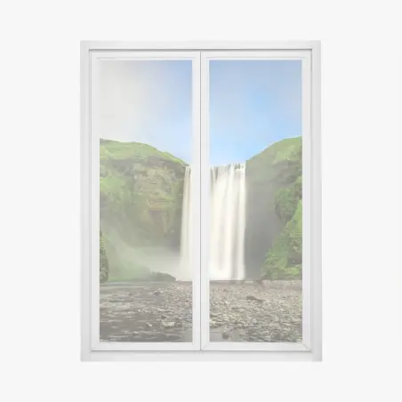 Fensteraufkleber panorama des wasserfalls Skogafoss – Pixers®