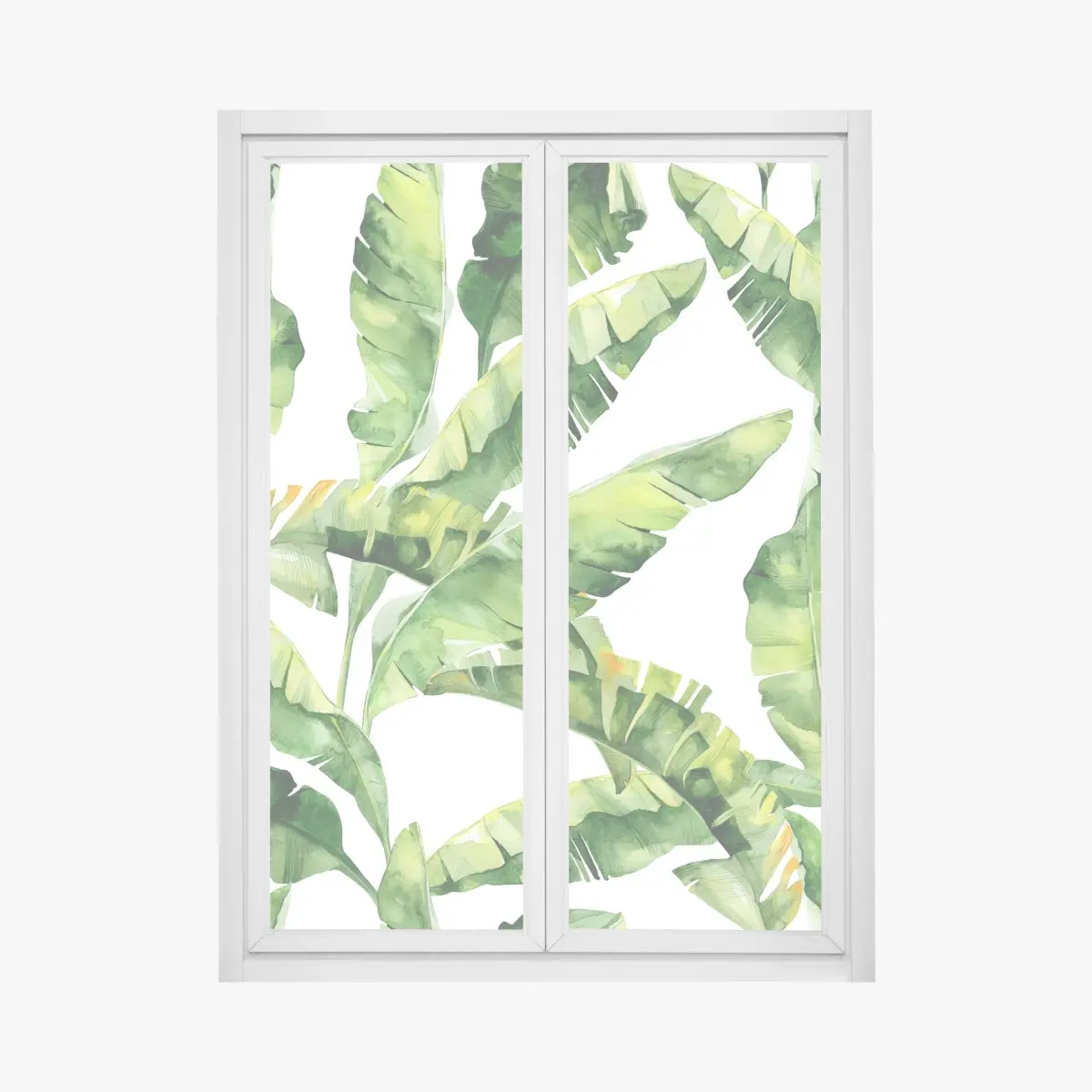 Fensteraufkleber tropisches bananenblatt aquarellmuster – Pixers®