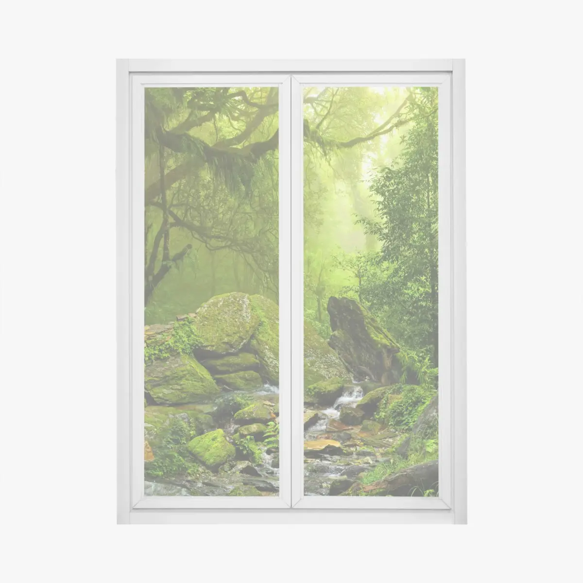 Fensteraufkleber moosbedeckter waldbach – Pixers®