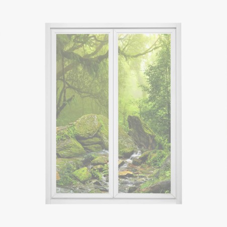 Fensteraufkleber moosbedeckter waldbach – Pixers®
