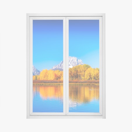 Fensteraufkleber herbstliche berge und seenlandschaft – Pixers®
