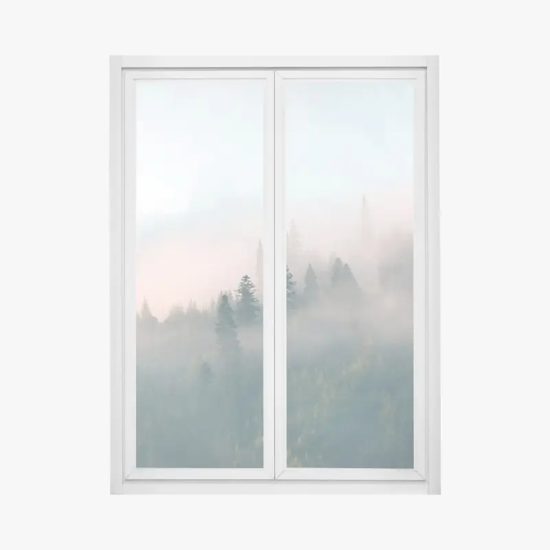 Fensteraufkleber nebliger morgenwald