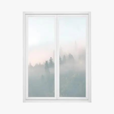 Fensteraufkleber nebliger morgenwald – Pixers®