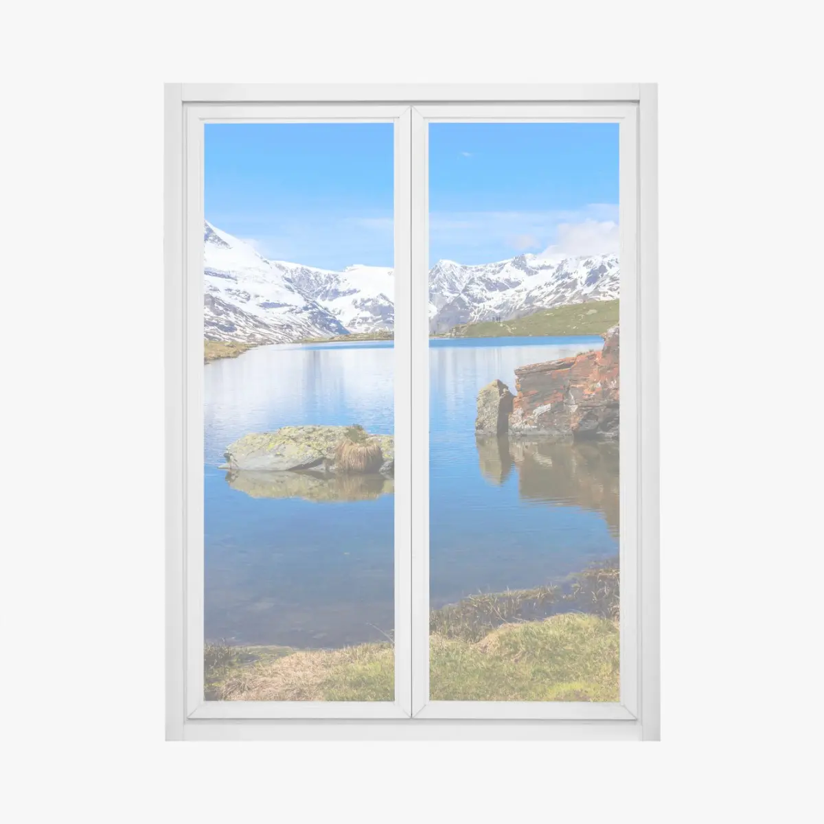 Fensteraufkleber ruhige spiegelung des Matterhorns am Stellisee, Zermatt – Pixers®