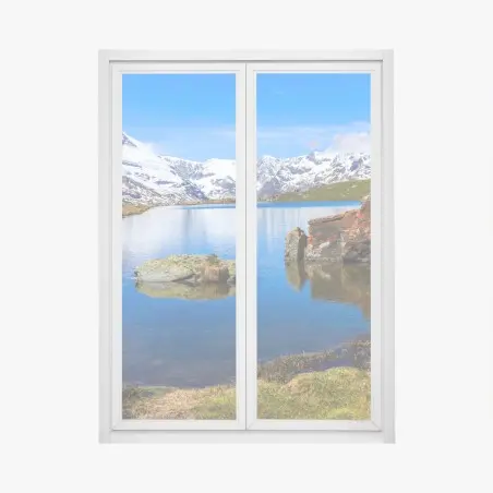 Fensteraufkleber ruhige spiegelung des Matterhorns am Stellisee, Zermatt – Pixers®