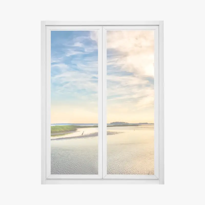 Fensteraufkleber graureiher in der Chesapeake-Bucht bei sonnenuntergang