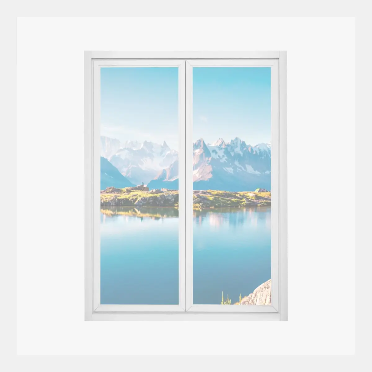 Fensteraufkleber Lac Blanc mit Blick auf Mont Blanc – Pixers®