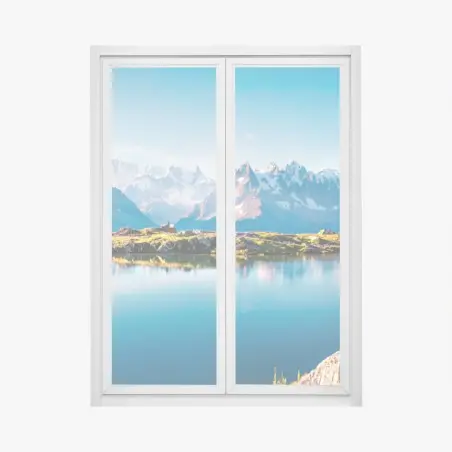 Fensteraufkleber Lac Blanc mit Blick auf Mont Blanc – Pixers®