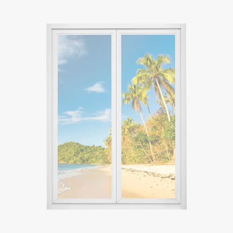 Fensteraufkleber goldener tropischer strand bei sonnenuntergang