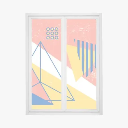 Fensteraufkleber pastellfarbene geometrische komposition – Pixers®