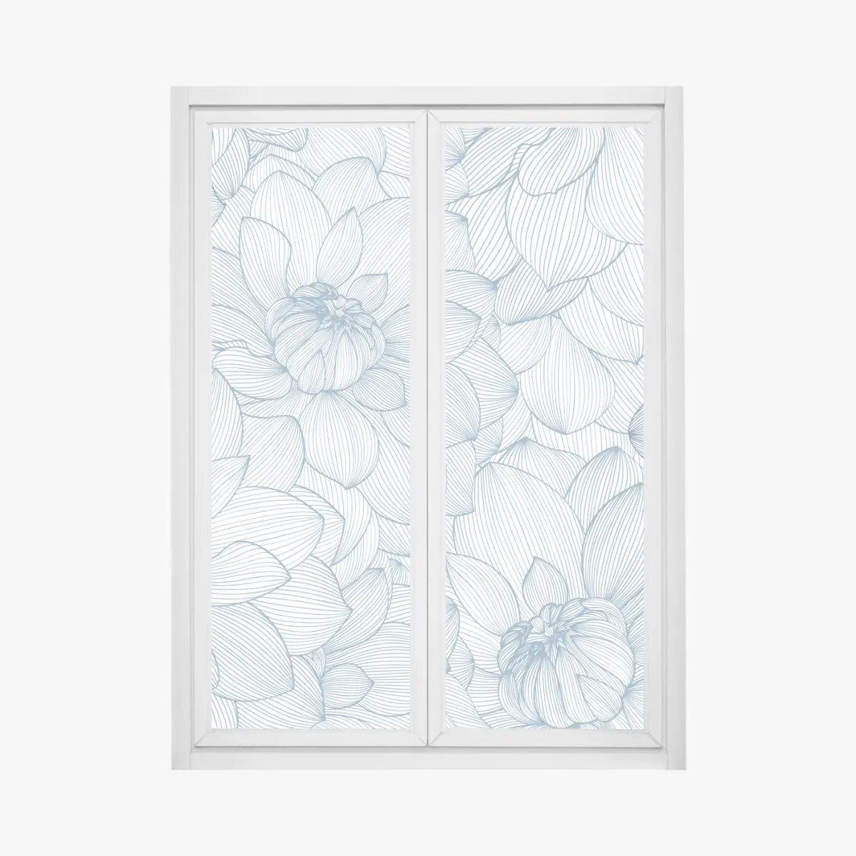 Fensteraufkleber zartes blaues blumenlinienmuster – Pixers®