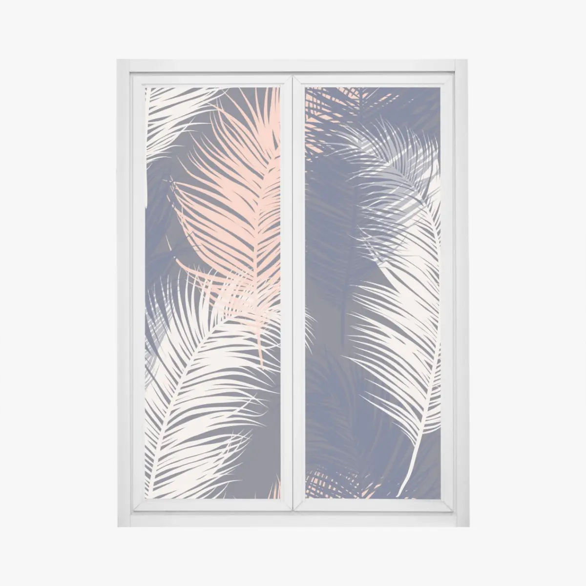 Fensteraufkleber federmuster in marineblau und rosa – Pixers®