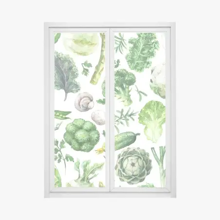 Fensteraufkleber aquarellmuster grünes gemüse – Pixers®