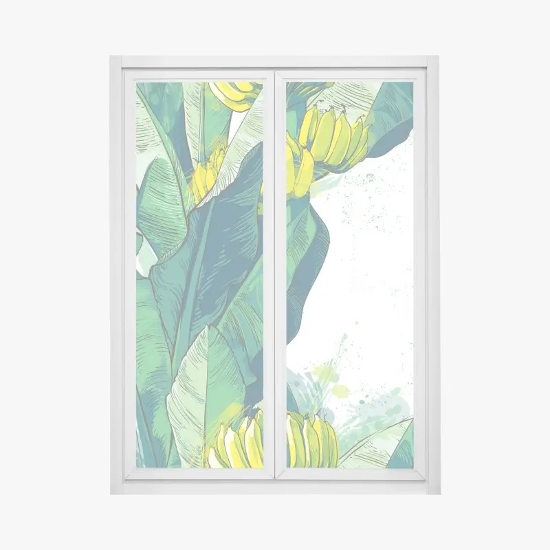 Fensteraufkleber tropische bananenblatt-illustration