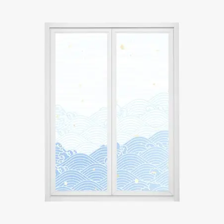 Fensteraufkleber ruhige blaue wellen mit goldakzenten – Pixers®